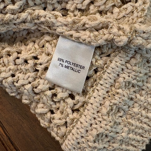 Rachel Zoe Metallic Thread Knit Gold Sweater Cardigan - Picture 7 of 11